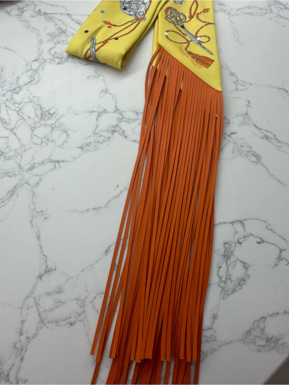 Hermes Yellow and Orange Fringe twilly - Picture 4 of 4